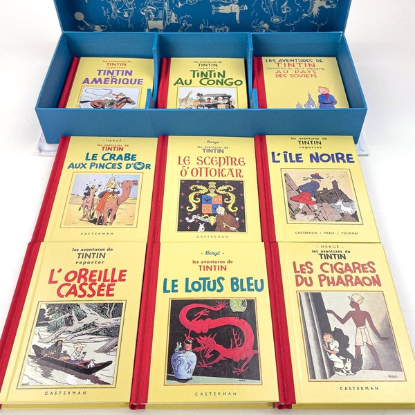 Tintin en noir et blanc Ensemble de x9 1987 1ère édition Mini Fac-similé Editions en français Hergé