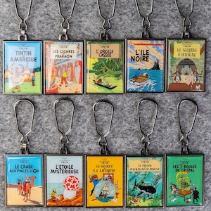 ML Moulinsart Tintin Metal Book Title Cover Keyring Collection 1 - 9 2000's BUY INDIVIDUALLY Herge