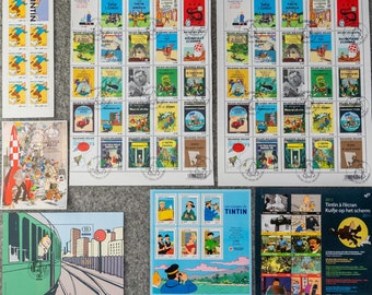 Rare Hergé 1907-2007 Belgium Book Stamp  and  70 Ans Du Journal TinTin 5 Stamps -Le Lombard, Hergé Moulinsart, Bpost INDIVIDUAL PURCHASE