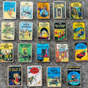 Zeldzame titelcover Kuifje met metalen pin-insignes 1-9 Moulinsart 1980s KOOP INDIVIDUEEL