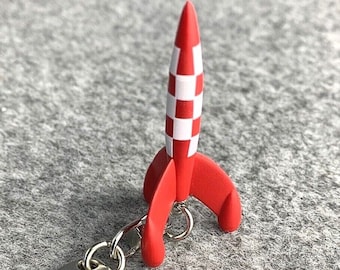 Moulinsart Tintin Moon Rocket Keyring 42438 5.5cm Herge Fusee Lunaire 2009 key ring