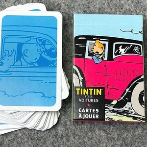 Juego de naipes de coches raros de Tintín: ML Moulinsart Mint envuelto en tarjetas raras Herge