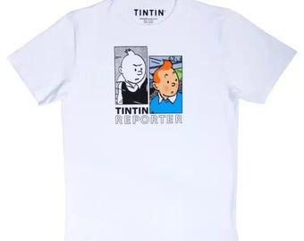 Moulinsart "Tintin Reporter" Kids T-Shirt: White/Colour Cotton T Shirt 2 - 12 years ML Hergé