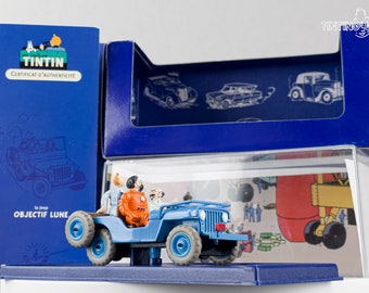 ATLAS TINTIN CAR # 1 Blue Willies Jeep - Destination Moon Gold Herge model Voiture 1/43 Scale