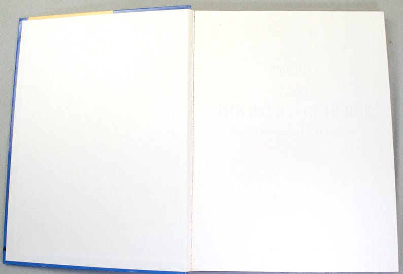 Puede incluir: Libro abierto con p&aacute;ginas blancas y cubierta azul. El texto de la p&aacute;gina derecha es apenas visible. El lomo del libro es azul con un borde superior amarillo. El libro est&aacute; abierto, mostrando dos p&aacute;ginas blancas.