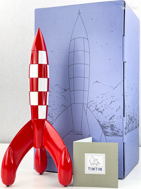 Statuette Moulinsart Tintin 46949 Moon Rocket 30cm Rare Resin