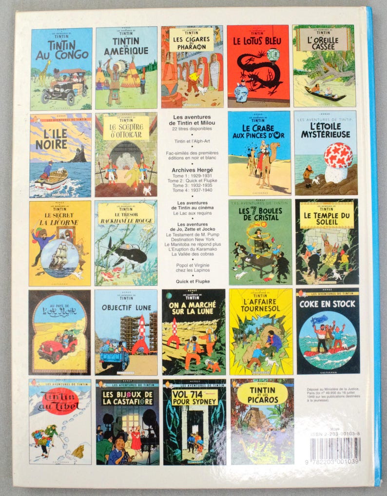 Pode incluir: Uma cole&ccedil;&atilde;o de capas de banda desenhada de Tintin, apresentando v&aacute;rias aventuras. As capas exibem ilustra&ccedil;&otilde;es coloridas e t&iacute;tulos em franc&ecirc;s, incluindo "Tintin au Congo" e "Les Cigares du Pharaon". Os livros est&atilde;o dispostos numa grelha.