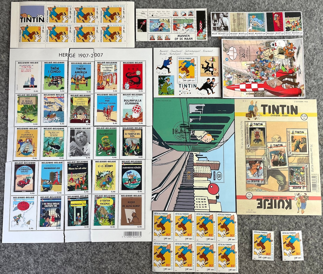 Tintin HERGÉ生誕100年記念切手 ベルギー タンタン Tintin HERGÉ生誕