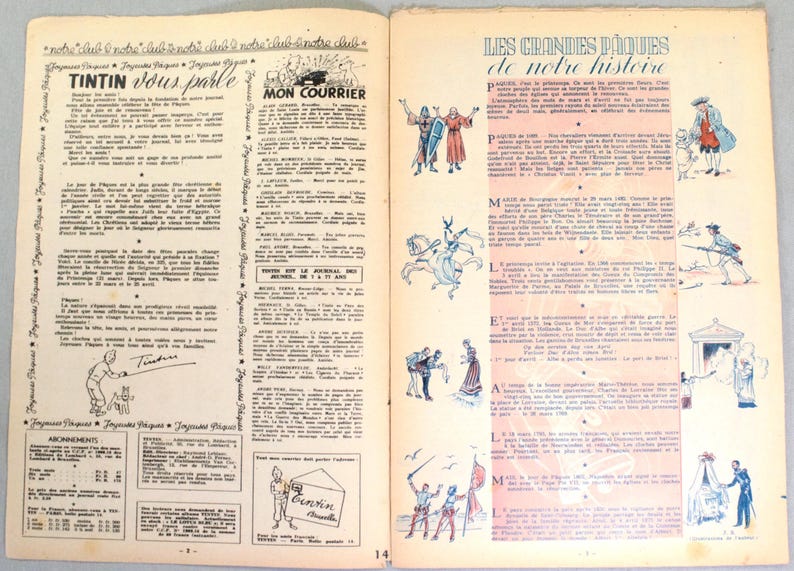 Revista Tintín Número 14: 1947 Edición con portada de Hergé Edición Original Cómic Vintage EO imagen 3