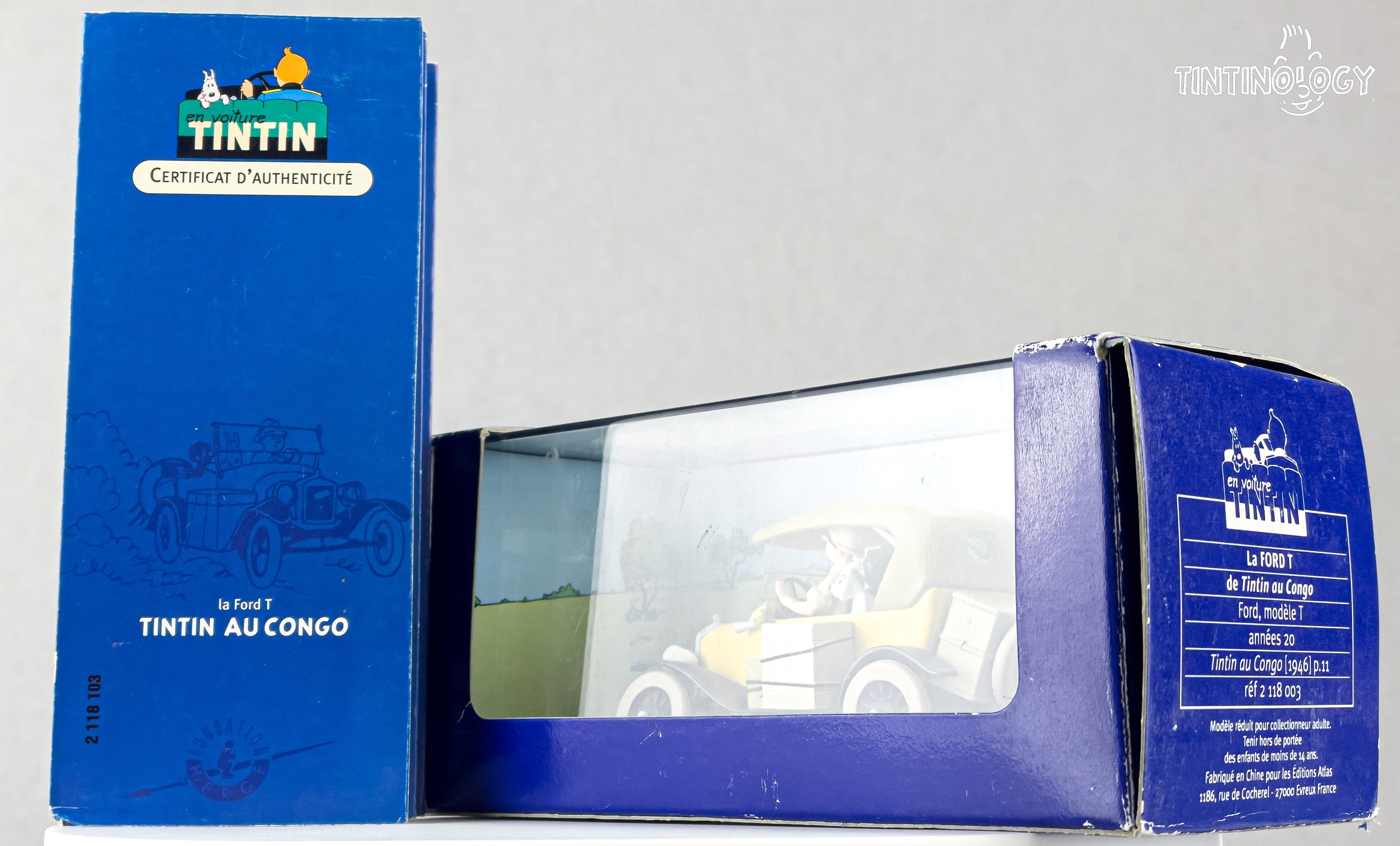 ATLAS TINTIN Car # 3 Ford Model T - Congo Herge Model Voiture 1/43