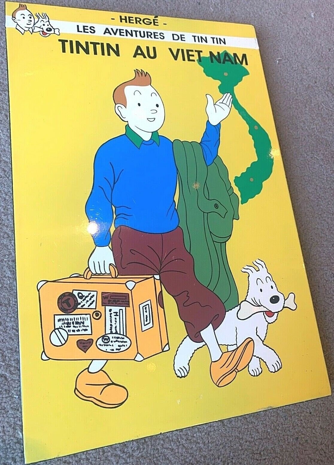 Ltd Laquer Frame Print/Plaque 30x20 cm Poster Herge Parody Tintin in Vietnam V1