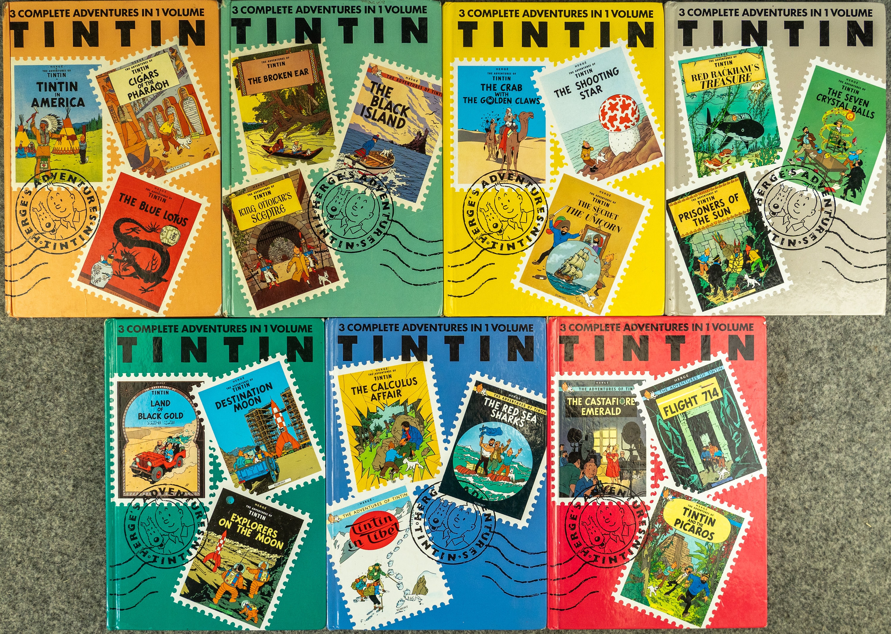 Tintin 3 in 1 Uk Methuen HB Edition Books #1 - 7 2000s BUY