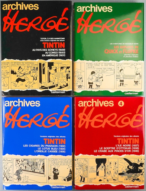 ARCHIVES HERGE Set 1-4: 1st Edition Tintin Books+totor Hardback