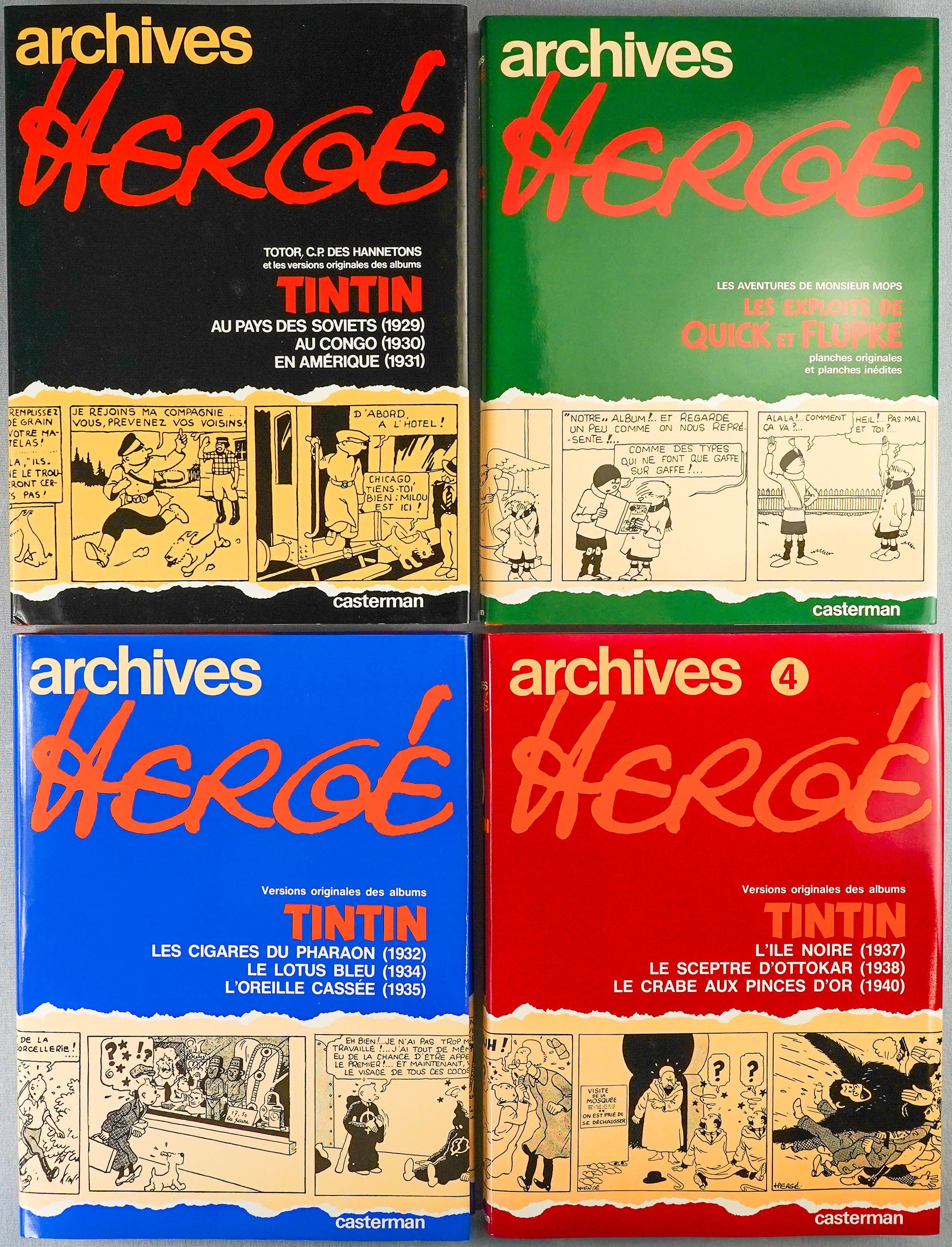 ARCHIVES HERGE Set 1-4: 1st Edition Tintin Books+totor Hardback