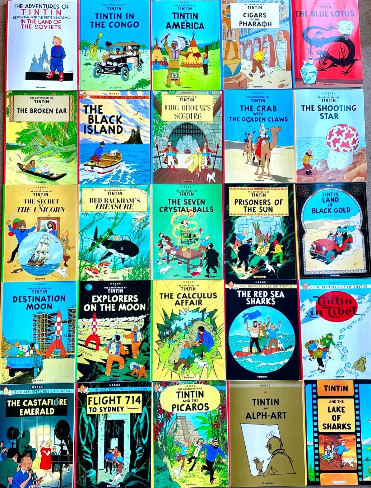 Juego de cajas The Adventure of Tintin, colección de 23 títulos originales  de tamaño completo de Little, Brown and Co Comic Books Strip Series