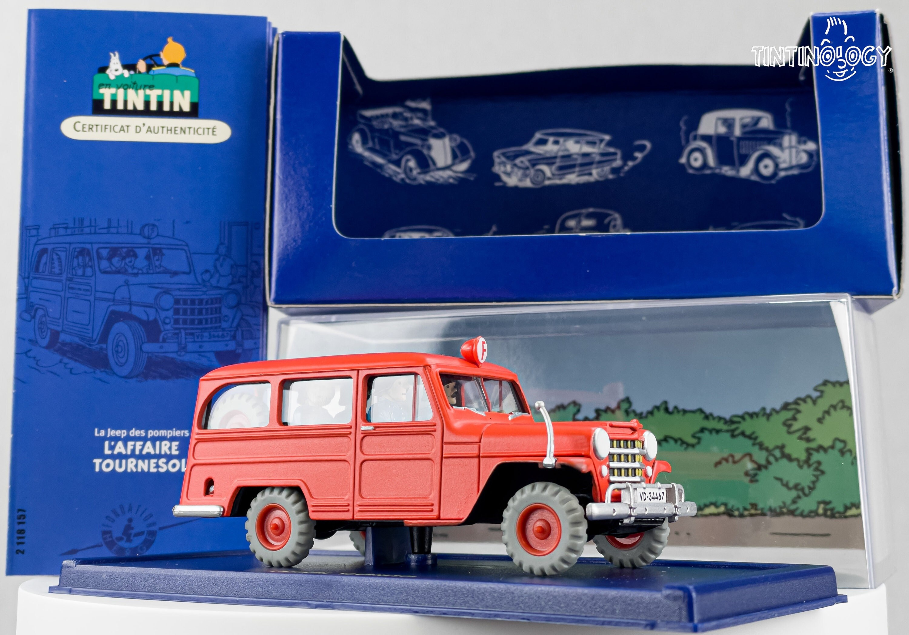 TinTin ミニカー　1/43 Jeep Station Wagon ATLAS TINTIN CAR # 57 Jeep Overland - the Calculus Affair Herge