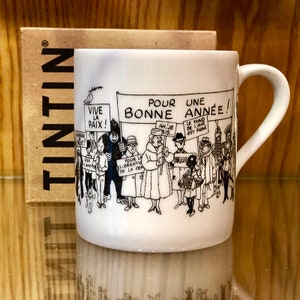 Moulinsart Tintin Mug: “Happy New Year” “Bonne Annee” Carte De Voeux 2024 Cups