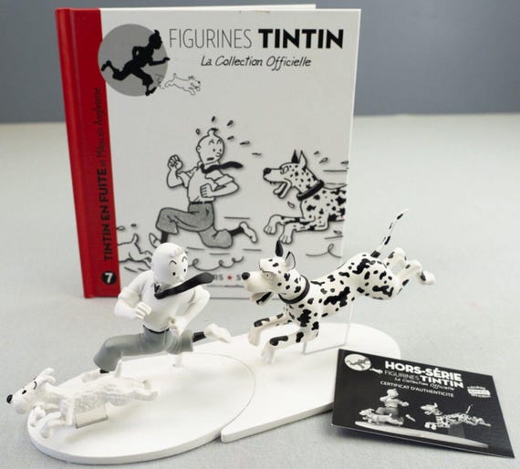 Hors Serie Figurine #7 Tintin and Dalmation: Black Island 14cm B&W