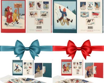 Tintin Christmas Greeting Cards: 2 Sets of 6 - BUY INDIVIDUALLY Moulinsart Herge xmas card