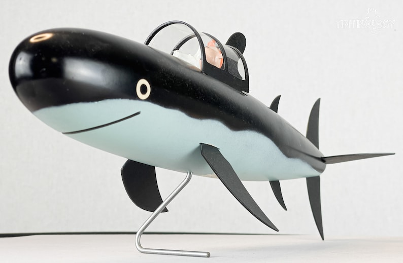 Statuette Aroutcheff Tintin: Shark Submarine V2 1986 32cm Tintin Wood Model image 1