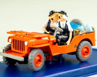 ATLAS TINTIN CAR # 7 Red Willies Jeep - Land of Black Gold Herge