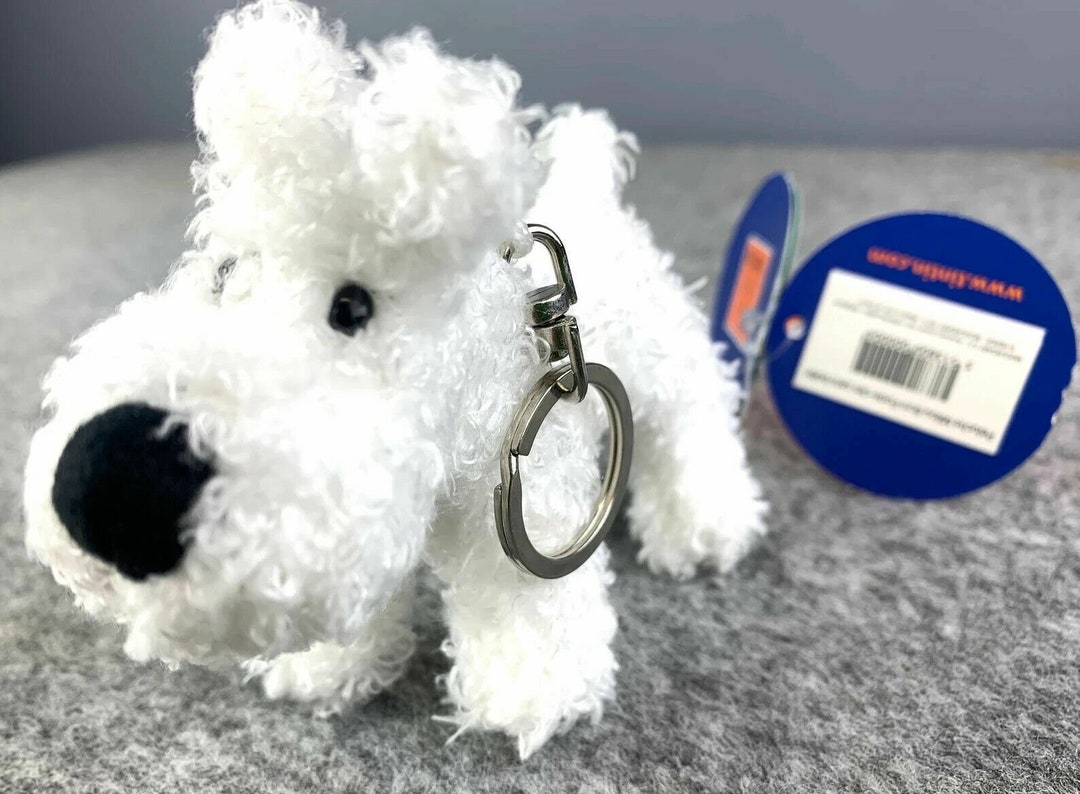 Moulinsart Snowy Plush Soft Toy Key Ring: Standing 8cm Height