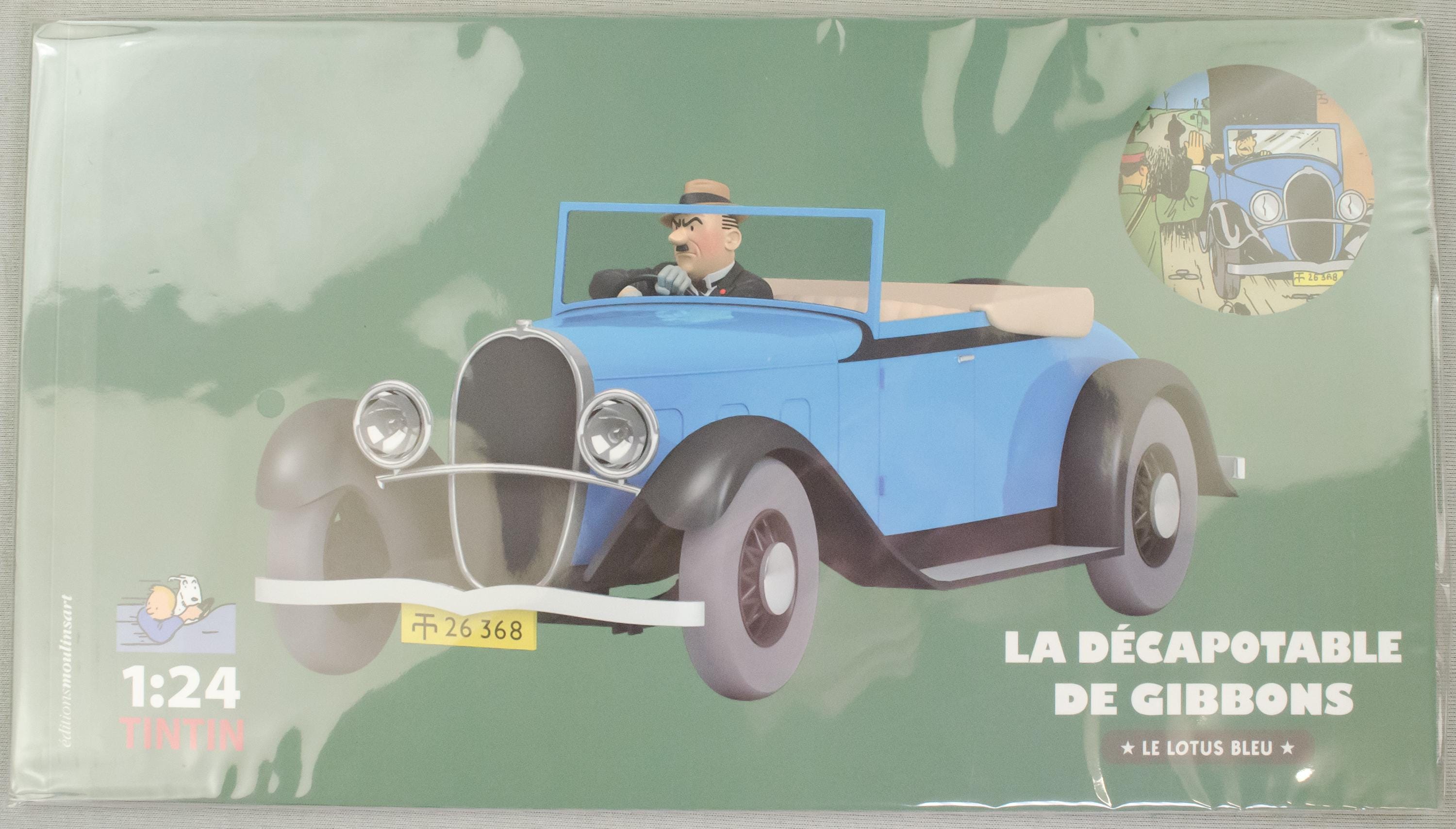 Voiture Tintin 1/24 29946 Gibbons Decapotable Bleu: Blue Lotus