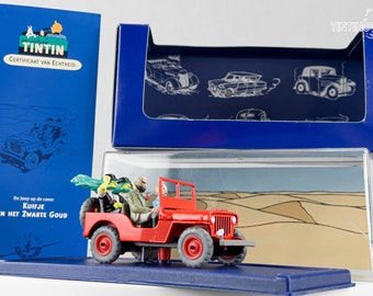 ATLAS TINTIN CAR # 44 Willys Jeep - Land of Black Gold Herge model car 1/43 Scale