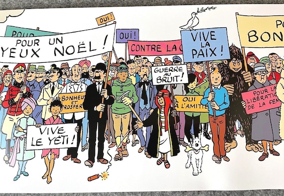 LARGE 180x29cm Tintin Character Poster Frieze - Carte De Voeux Ltd Edition Moulinsart Print Boxed
