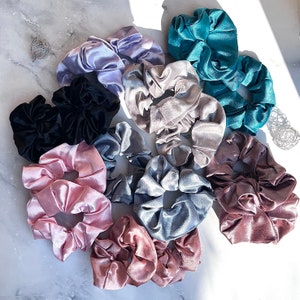Large satin scrunchies L / hair ties in different colors Anti split ends Anti hair book Anti frizz Healthy hair