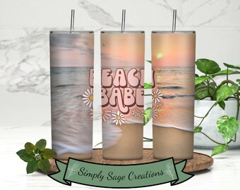 Beach Babe Tumbler Wrap - 20 oz Tumbler Wrap - Beach Tumbler Wrap - INSTANT Digital Download - Beach Cup Design