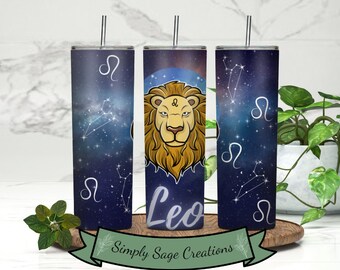 Leo Tumbler Wrap - 20 oz Tumbler Wrap - Zodiac Tumbler Wrap - INSTANT Digital Download - Midnight Leo Zodiac Tumbler Wrap