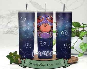 Cancer Zodiac Tumbler Wrap - 20 oz Tumbler Wrap - Cancer Tumbler Wrap - INSTANT Digital Download - Zodiac Tumbler Wrap