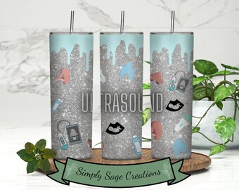 Ultrasound Tumbler Wrap - 20 oz Tumbler Wrap - Glitter Ultrasound Tumbler Wrap - INSTANT Digital Download - Healthcare Tumbler Wrap