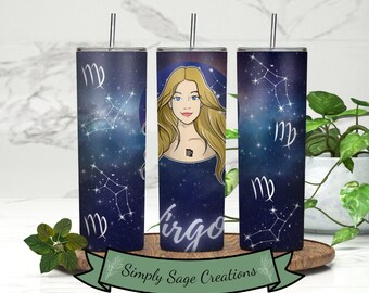 Virgo Zodiac Tumbler Wrap - 20 oz Tumbler Wrap - Virgo Tumbler Design - INSTANT Digital Download - Virgo Cup Design