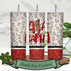 Alabama Tumbler Wrap - College Sport Tumbler Wrap - Roll Tide Tumbler Wrap - Leopard Tumbler Wrap - INSTANT Digital Download - Bama Tumbler