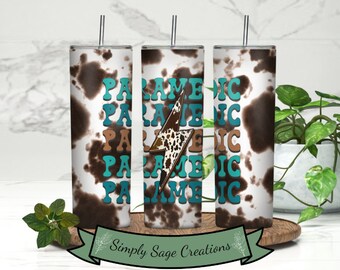 Paramedic Tumbler Wrap - 20 oz Tumbler Wrap - Cow Print Paramedic Tumbler Wrap - INSTANT Digital Download - First Responder Tumbler Wrap