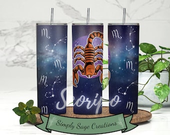 Scorpio Tumbler Wrap - 20 oz Tumbler Wrap - Zodiac Tumbler Wrap - INSTANT Digital Download - Scorpio Zodiac Tumbler Wrap