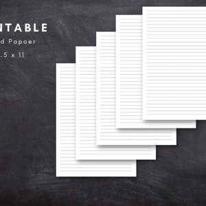Carta a righe stampabile, download istantaneo, note a righe stampabili, carta da lettere, pagine di diario, set di 5, PDF