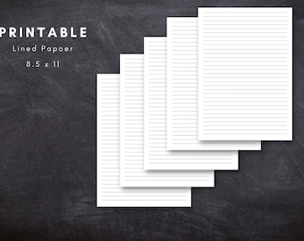 Printable Lined Page - Instant Download - Lined Notes Printable - Writing Paper - Journal Pages - Set of 5 - PDF