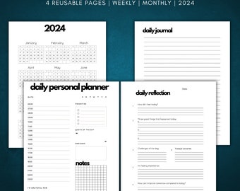 Planificador diario imprimible: Horario, gratitud y diario (descarga en PDF)