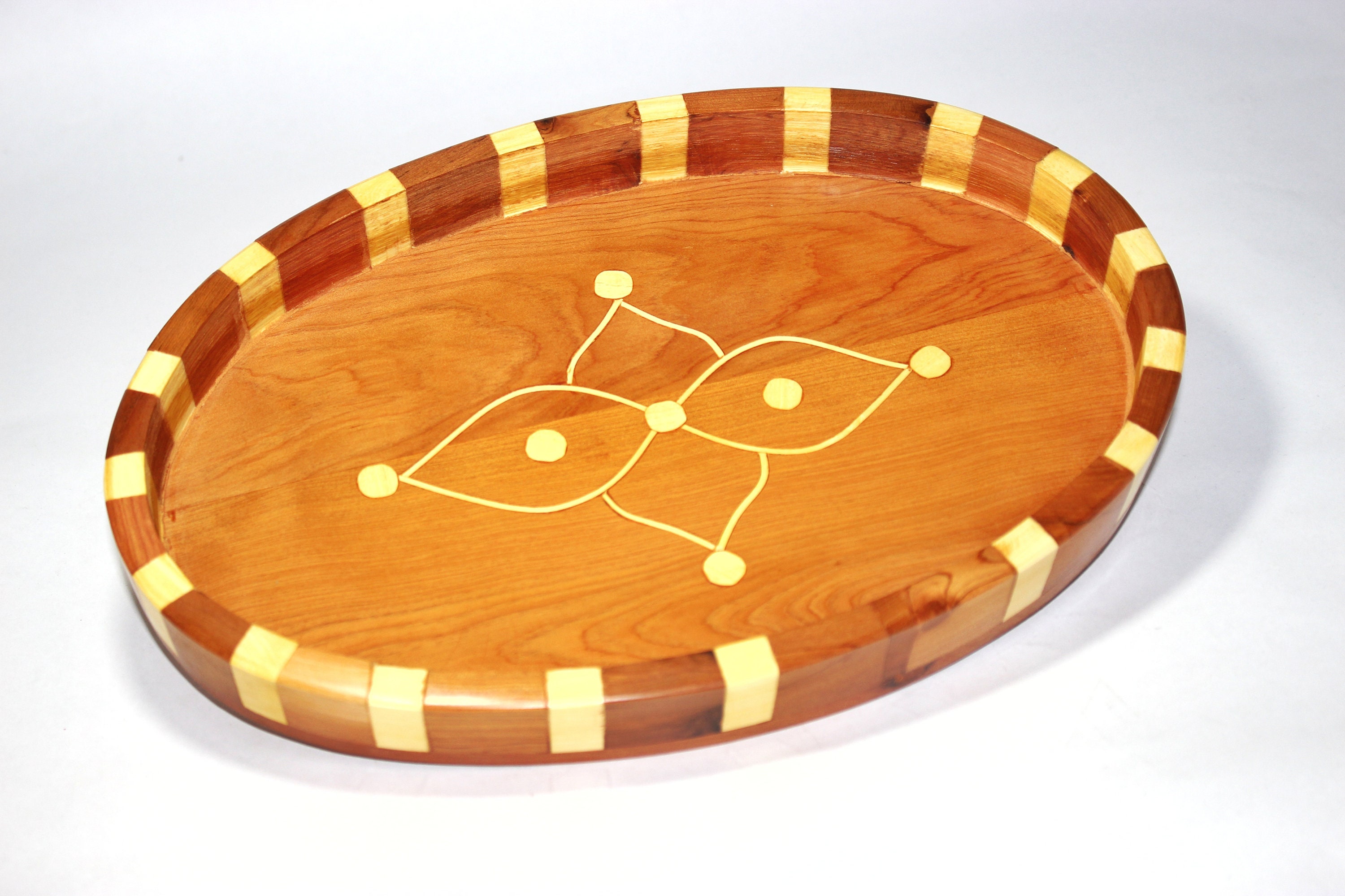 Unique Hand-Crafted Wooden Oval Tray Made Of Thuya Burl, Moroccan Wood Tray, Decorative Home Decor T