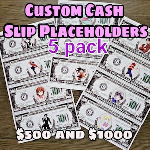 Aangepaste kassa plaatshouder cash envelop DIGITAL ONLY anime cartoon huisdier aanpassing 5 pk 1K, 500, 2K, 100