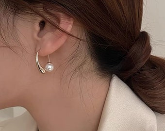 Lady Pearl Crystal Alloy Pendientes Conjunto Korea Circular Lady Pearl Crystal Alloy Pendientes Conjunto Korea Circular