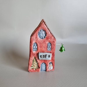 Tiny clay miniature Italian ceramic house ,Ceramic house,Tiny house, Miniature house, Cute ,Ceramic miniatures, Little house,clay image 1