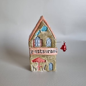 Tiny clay miniature Italian ceramic house ,Ceramic house,Tiny house, Miniature house, Cute ,Ceramic miniatures, Little house,clay image 1