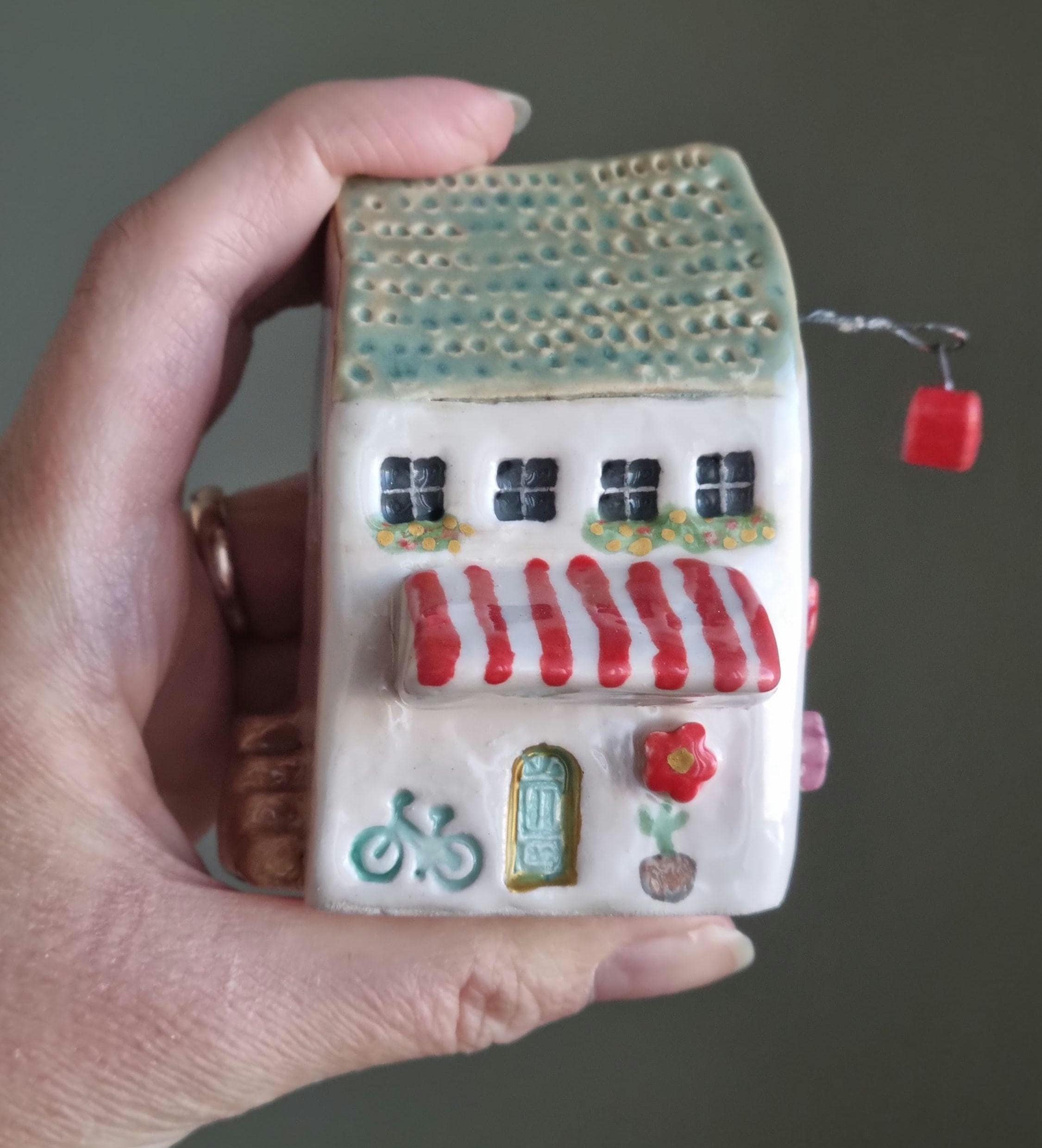 Handmade Miniature Ceramic Italian House with Heart