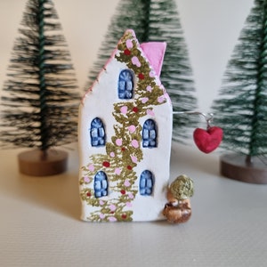 Ceramic Italian house set of 2, Handmade ceramic Italian miniature house, Ceramic miniature house,handmade ceramic house