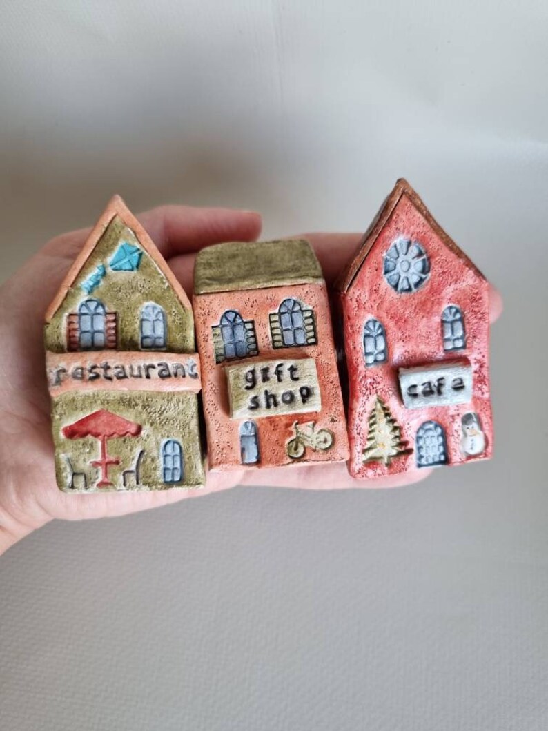 Tiny clay miniature Italian ceramic house ,Ceramic house,Tiny house, Miniature house, Cute ,Ceramic miniatures, Little house,clay image 5