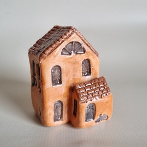 Handmade Tiny Ceramic Italian House: Rustic Miniature Village